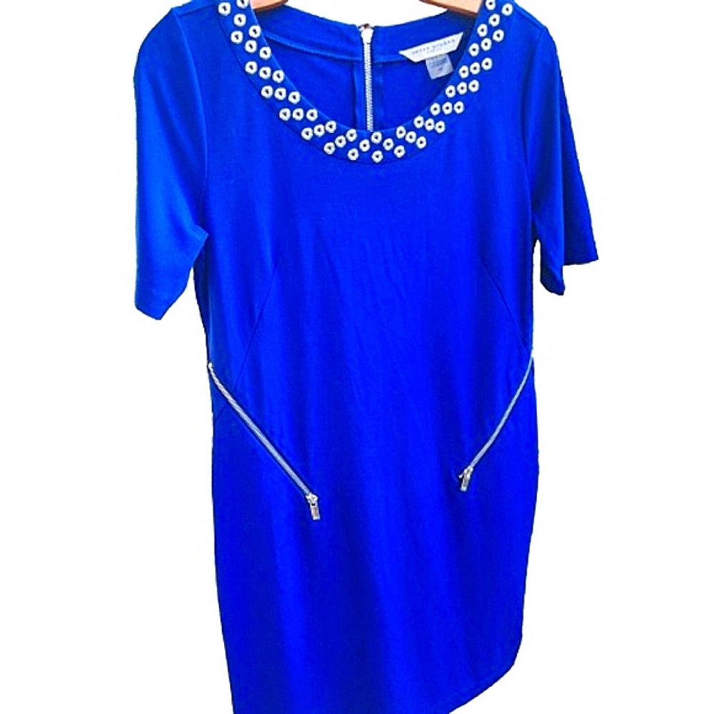 Womens 10P Peter Nygard Y2K Royal Blue Grommet Dress